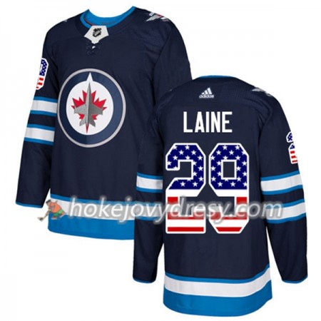 Pánské Hokejový Dres Winnipeg Jets Patrik Laine 29 2017-2018 USA Flag Fashion Modrá Adidas Authentic